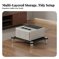 Sturdy Construction Vibration Isolation Audio Stand Stable & Long-Lasting High-Fidelity Equipment Stand Heavy Duty Load-Bearing Home Stereo Equipment Shelf High-Quality Materials for Audiophiles, Living Room
