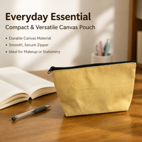 Canvas Cosmetic Bag, Zipper Makeup Pouch, Toiletry Bag for Travellers, Small Travel Makeup Bag for Gym, School & University