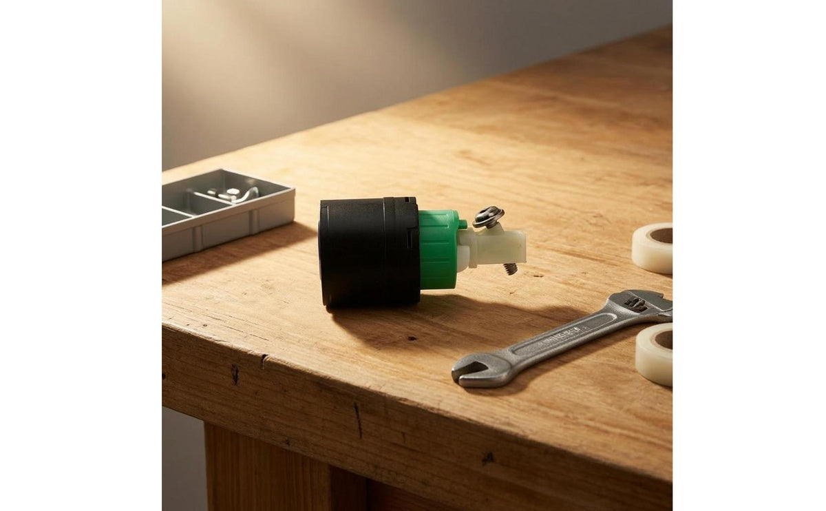 Upright Stem Single-Hole Faucet Compact Replacement Black Cylindrical Ceramic Valve Insert Green Washer for Repair