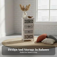 Nordic design 2-Drawer Nightstand Distressed Finish Bedside Table Vintage Look Bedroom Furniture space-saving Size for Apartment Dwellers, Interior Decorators, Homeowners, Entryway, Living Room, Hallway, Home Decor