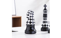 6 Pieces Ceramic Chess Decor Glossy Chess Piece Figurines Midnight Ruler Figurine for Art Collectors