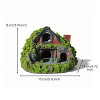 Mossy Aquatic Tank Cottage Textured Aquascape House Realistic Aquatic Hideout Safe for Miniature Landscape
