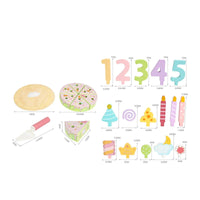 Pastel Wooden Birthday Cake Toy Learning Birthday Cake Play Food Set Safe Sturdy for Preschool