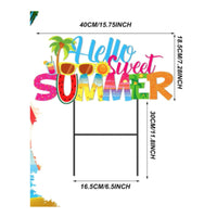 Hello Sweet Summer Sign Tropical Garden Sign with Stake Colorful for Homeowners