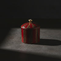 Lidded Jar with Metal Knob Cylindrical Mango Wood Canister with Lid for Vanity
