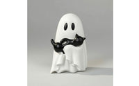 Halloween Ghost with Black Cat Cute Ghost Cat Figurine Tabletop Decoration Festive for Shelf, Desk, Party