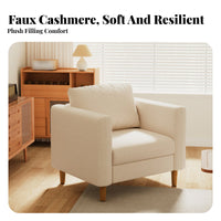 Wood Frame Accent Chair Japanese aesthetic Upholstered Side Chair Thick Foam pad Easy Assembly for Book Lovers, Living Room