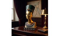 Nile Bust Golden Queen Bust Tabletop Nile Queen Figurine for History Buffs, Bookshelf, Office