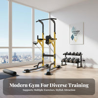 Heavy Duty Steel Frame Freestanding Pull up Bar Adjustable Height Freestanding Pull-up Station Stable Base Design Multi-Function Power Station with Bench Non-Slip Grips for Fitness Enthusiasts, Indoor