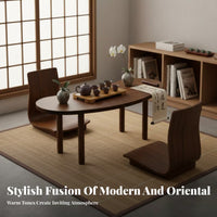 Curved Solid Wood Tea Table Aesthetic Chinese Design Tea Table Thick Tabletop Modern Chinese Design Dining Set for Home Stylists, Living Room