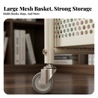 Space Saving School Bag Storage Rack Steel Construction Under Desk Storage Trolley 360° Rotating Wheels Movable Book Cart Built-in Handle for Students, Kids, Study Room, Office, Bedroom