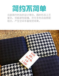 北欧千鸟格沙发凳圆形矮墩子客厅茶几门口换鞋凳矮凳实木简约现代