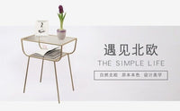 亚克力床头柜北欧简约现代置物架创意玻璃铁艺轻奢ins卧室简易床 典雅黑