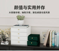 凯宾耐特轻奢复古玄关收纳卧室化妆品桌台面抽屉式置物架收纳盒柜 法式黑 新款三层收纳盒