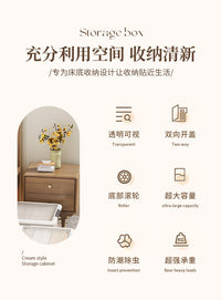 床底收纳箱家用带滑轮抽屉式储物放床下收纳盒大容量透明整理箱子 双开透明盖六卡扣【100*50*20cm】白色 1个装