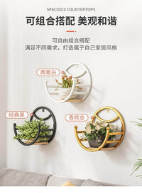 免打孔铁艺阳台壁挂式花盆架墙面花篮架高端客厅墙上绿萝置物花架