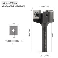 HOZLY Three-Flute Indexable Woodworking Router Bit for Board Cutting, Grooving, and Slotting