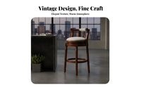 timeless design rotating Stool with Backrest Vintage Design Counter Chair Padded Seat Indoor Seating Built-in Footrest for Bar Owners, Homeowners, Adults, Restaurant, Cafe, Kitchen Island, Dining Room
