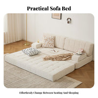 Foldable transformable Block Couch two-wayUse interchangeable Sofa Space-Saving Living Room Furniture Cream aesthetic for Apartment Dwellers, Families, Students, Home Office