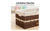 Woven Box with Cloth Insert Sturdy Storage Basket Space-Saving for Living Room