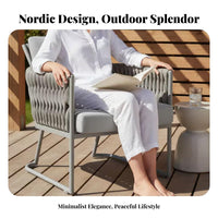 4 Pieces Nordic Design 4-Piece Rope Woven Sofa Set weather-resistant Outdoor Furnishing colorfastResistant textile Patio Seating Group Thick paddings for guest accommodation Business Owners, Homeowners, Terrace, Courtyard, Balcony, Backyard