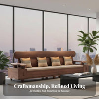 L-Shaped Storage Sofa Dense Wood Frame Sectional Couch New Chinese and Aesthetic Living Room Furniture for Interior Design Aficionados, Households