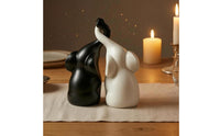 Set of 2 Intertwined Elephant Statue Black and White Loving Elephant Statue Matte Finish Couple Figurine Smooth