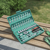 Socket Wrench Set 46-Piece Ratchet and Socket Set 72-Tooth Mechanics Tools Kit for Amateur Mechanics, Vehicle Owners, Motorcycle Maintenance, Garage
