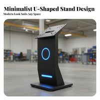 Heavy-Duty Construction Illuminated Interactivescreen Podium VESA Compatible Kiosk Base Futuristic Design Monitor Pedestal LED Accent Lighting for Retail Managers, Event Organizers, IT Professionals, Factories, Exhibition Halls, Shopping Malls