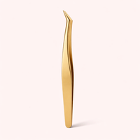 Tweezers for Lash Technician, Stainless Steel Curved with Pointed Tip, Isolation Tools for False Application, Angled Design