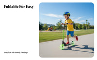 Illuminated Folding Illuminated Rollers Foldable 2-Wheel Motion-Activated Lights Push-Along Toy for Children 3-12, for Children, Playground