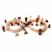 Looped Railway Set Wooden Railway Station Wooden Rail-Building Toy Smooth Finish Printed Details