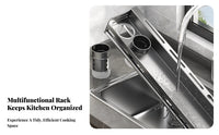 Drillwithout Installation Multifunctional Seasoning and Utensil Holder Space Saving Wall-Mounted Utility Rack Multi-Purpose Kitchen Organizer Easy to Clean for Home Cooks, Apartment Dwellers, Homeowners, Small Apartments, Pantry, RV, Coffee Station