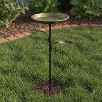 Leaf Tray Bird Feeder Stand Outdoor Decor Metal