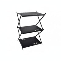 Three Tier Folding Storage Rack Easy to Set up Portable Storage Shelf Sturdy Foldable Shelving Unit
