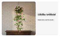 Ready to Hang Artificial Hanging Flower Realistic Look Fake Hanging Basket Plant Real Looking Faux Trailing Flower Vine Low Maintenance for Business Owners, Garden Enthusiasts, Indoor, Balcony, Restaurant, Wedding