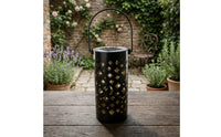 Outdoor Lantern with Cutout Patterns Portable Lighting Rechargeable for Pathway