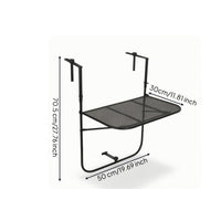 Hanging Table with Mesh Top Foldable Hanging Balcony Table Metal Furniture for Renters, Small Areas