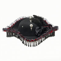 Pirate Tricorn Hat Gothic Pirate Hat with Feather Dramatic Costume Accessory for Theater
