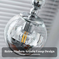 Modernist Design Pendant Lamp Creative Design Industrial Hanging Lamp Adjustable Height Glass Globe Pendant Light for Restaurant, Barber Shop