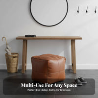 Faux Leather Finish Cube Pouf Multi-Functional Ottoman adaptable Use Footstool Comfortable for Apartment Dwellers, Homeowners, home enthusiasts, Living Room, Balcony, Entryway, Bedroom