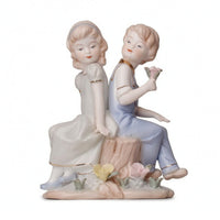 Boy and Girl Figurine Pastel Ceramic Figurine Tabletop Porcelain Statue for Collectors, Bedroom