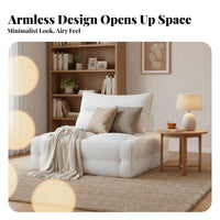 Small Space Friendly Armless Block Lounger High-Density Foam Cushions Modular Couch Easy Assembly Living Room Furniture Adjustable Backrest for Apartment Dwellers, Homeowners, Young Adults, Lounge Area, Bedroom, Movie Night