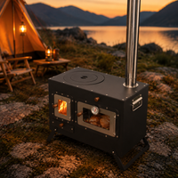 Portable Outdoor Pizza Oven Wood-Fired, 10-Inch Pizza Oven for Camping & Garden, with Temperature Gauge, 51x29x41cm Steel
