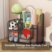 With Wheels Exercise Mat Storage Rack Space Saving Home Gym Storage Cart 360° Swivel Casters Rolling Fitness Equipment Organizer Multi-Compartment Design for Living Room, Garage
