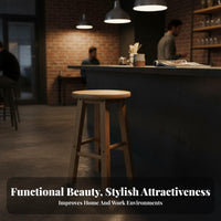 Sturdy and Stable Backless Bar Stool Non-Slip Foot Pads Solid Wood Stool Long-Lasting Polished Surface for Homeowners, Business Owners, Couples, Home, Restaurant, Cafe, Dining Room