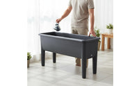 Drainage Control Rectangular Planter with Legs Weather-Resistant Elevated Planter Box Thickened Material Raised Garden Bed Breathable Design for Beginners, Elderly, Kids, Balcony, Patio, Rooftop, Deck