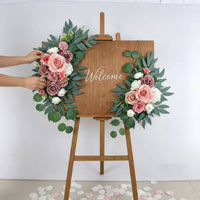 2 Pieces Reusable Wedding Welcome Sign Garland Easy to Hang Artificial Blossom Swag No Maintenance Eucalyptus Flower Swag Realistic Look for Brides