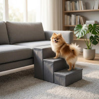 3 Pieces Foldable Pet Stairs Non-Slip Storage Pet Steps 2-in-1 Dog Stair for Small Dogs, Home