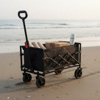 Space-Saving Portable Camping Wagon All Terrain Wheels Foldable Beach Wagon Collapsible Utility Wagon for Shopping, Picnic, Gardening